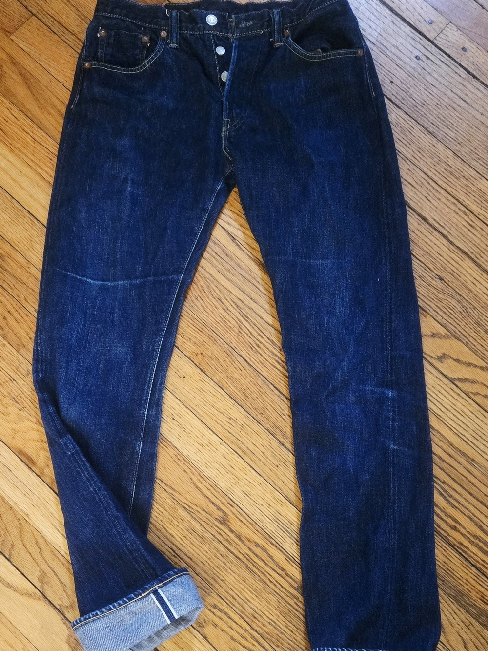 Full Count Selvedge Denim. Actual Measurements Are 29" Waist, 39.5" Top ToBottom